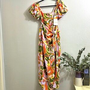 BNWT- Show Me Your MuMu  - DAnielle -Retro Orange Yellow Ruffled Wrap Maxi Dress